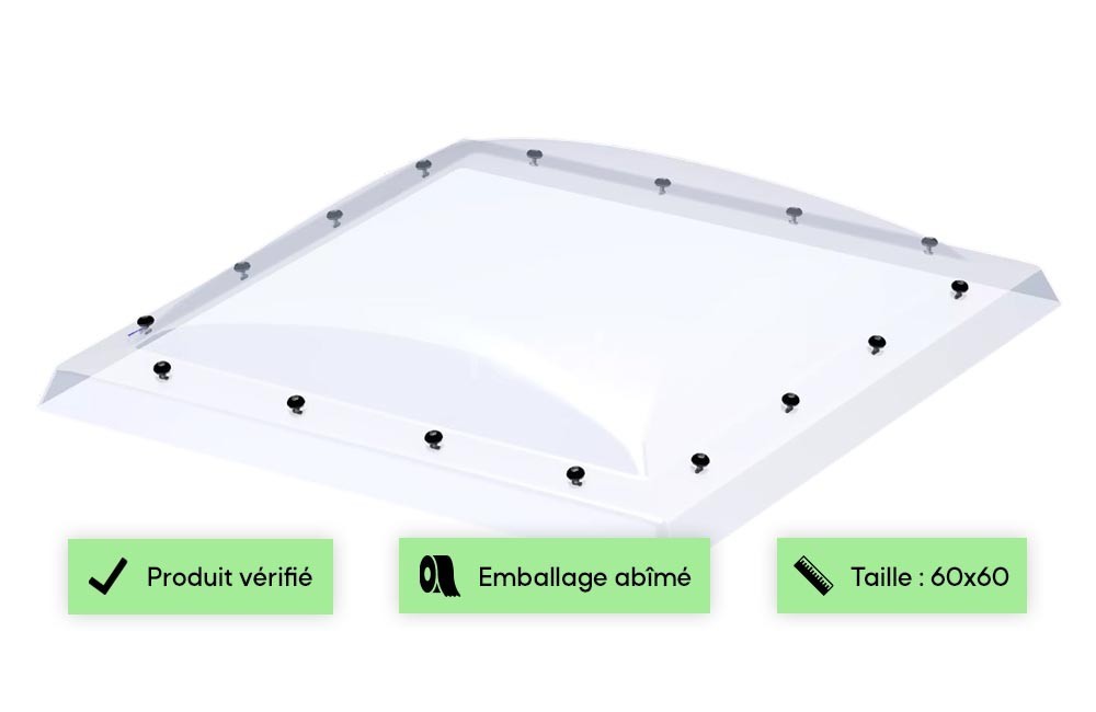 zoom Protection acrylique transparente fenêtre toit plat 60x60