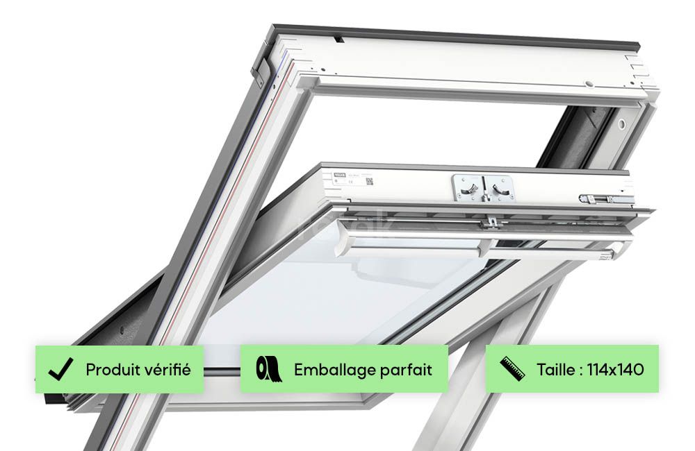 Fenêtre rotation VELUX 114x140 - Confort / Bois laqué blanc