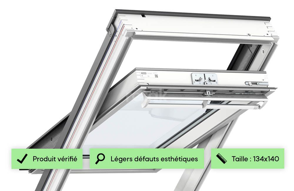 Fenêtre 134x140 VELUX - Rotation / Bois laqué blanc / Tout confort