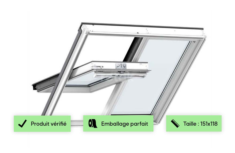 Zoom Verrière VELUX 151x118 - Confort / Bois laqué blanc