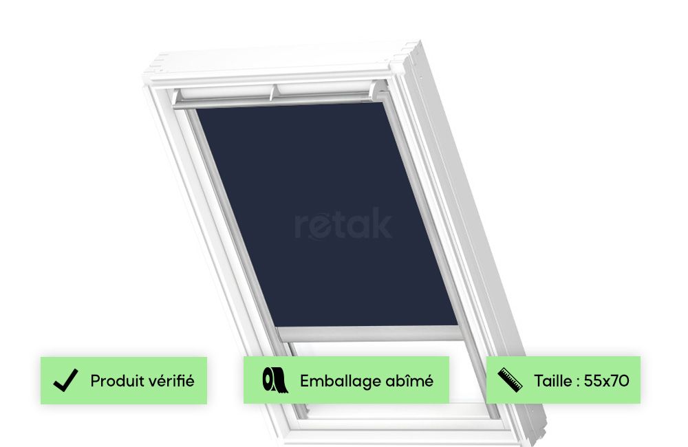 Store velux occultant motorisé solaire - CK01 - 55x70 - Bleu foncé