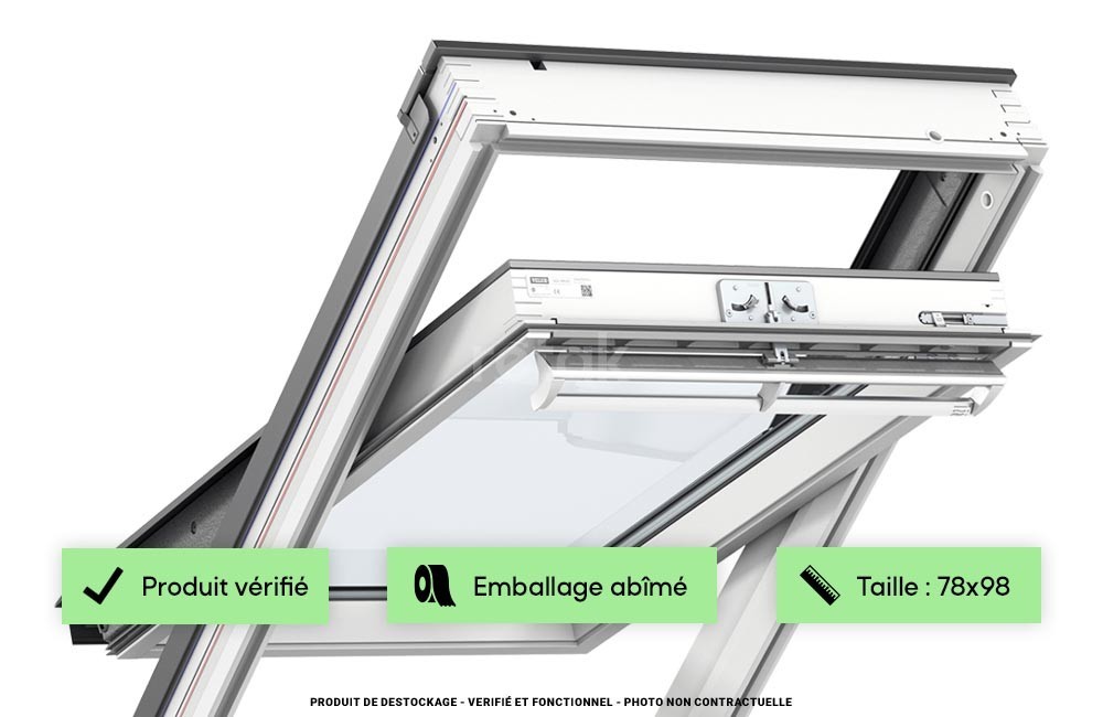 Fenêtre 78x98 VELUX - GGL MK04 - Rotation / Bois laqué blanc / Confort