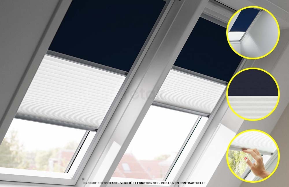 image illustrative Store velux duo occultant et tamisant - V22 - 78x98 - Bleu foncé